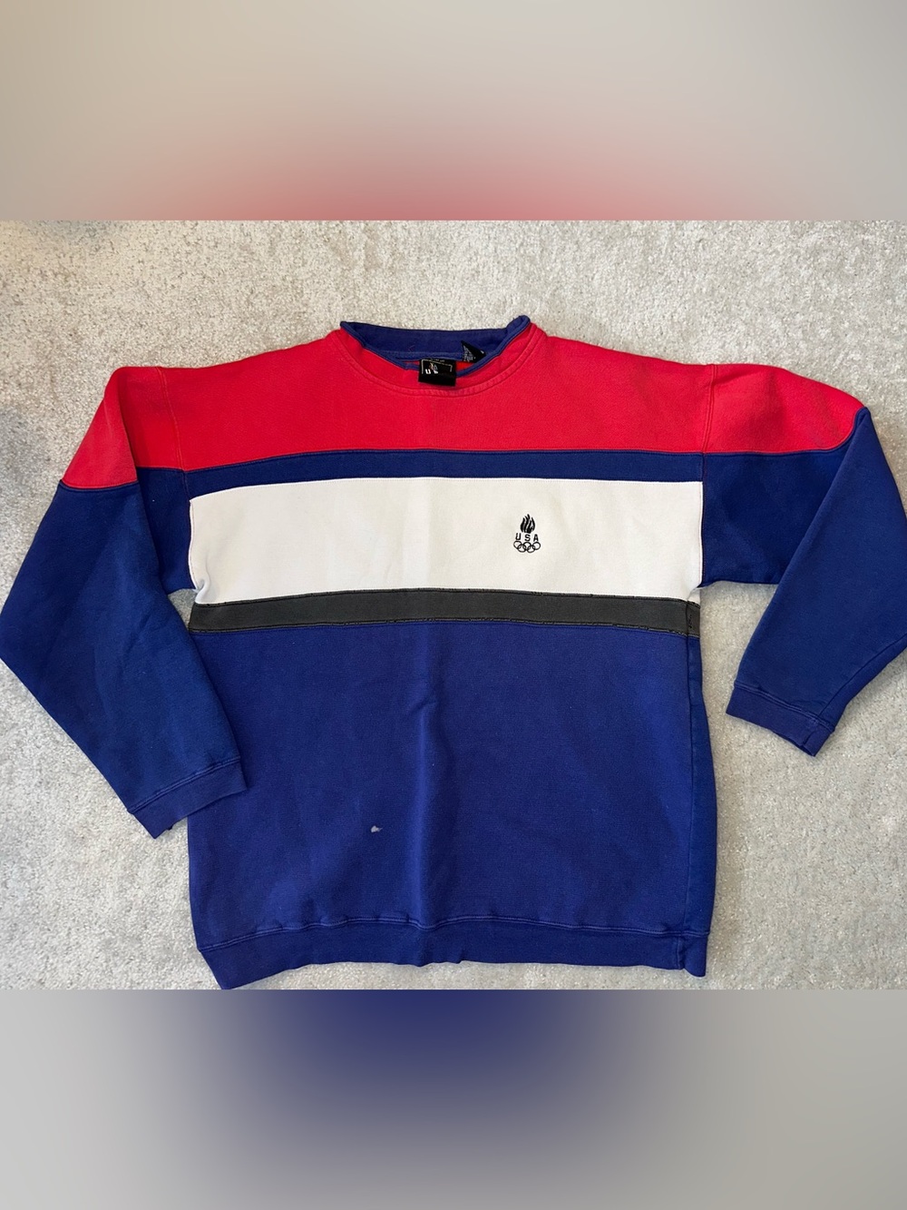 Vintage USA Olympic Colorblock Crewneck Sweatshirt - Red, White, Blue